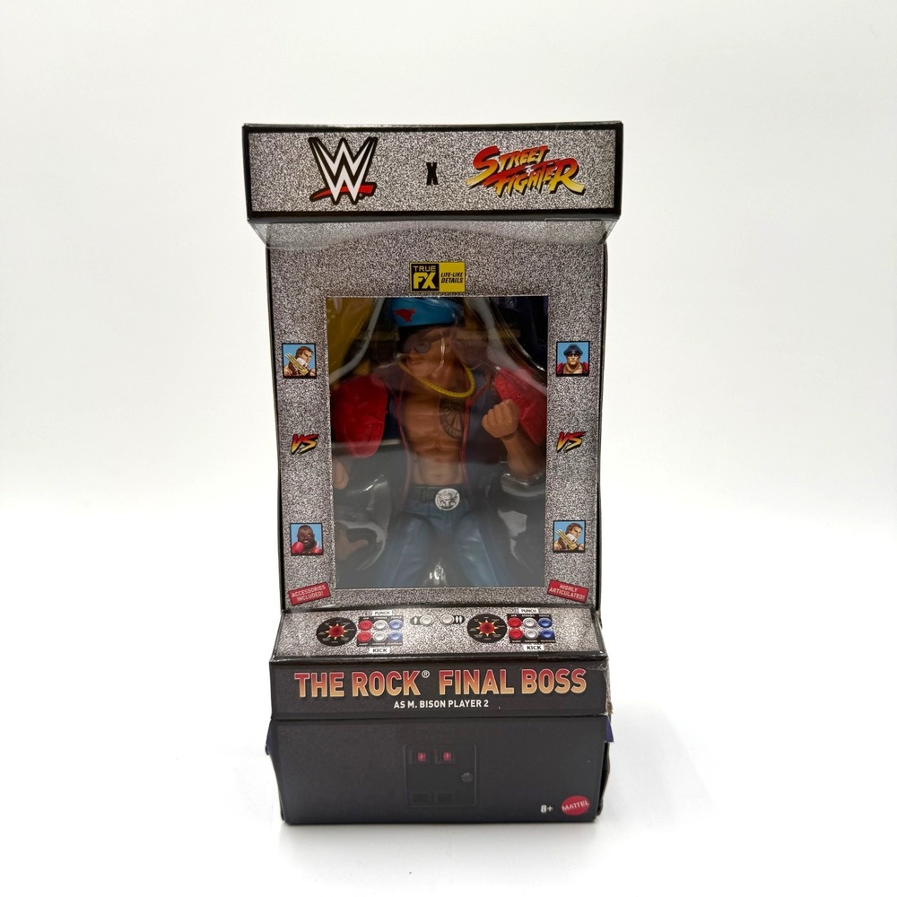 WWE Street Fighter Wave 4 The Rock AS M. BISON PLAYER 2 Blue Figure Mattel 2026